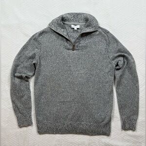 Calvin Klein Small Gray Ribbed Quarter Zip Sweater Ribbed Old Money Grandpa Cozy